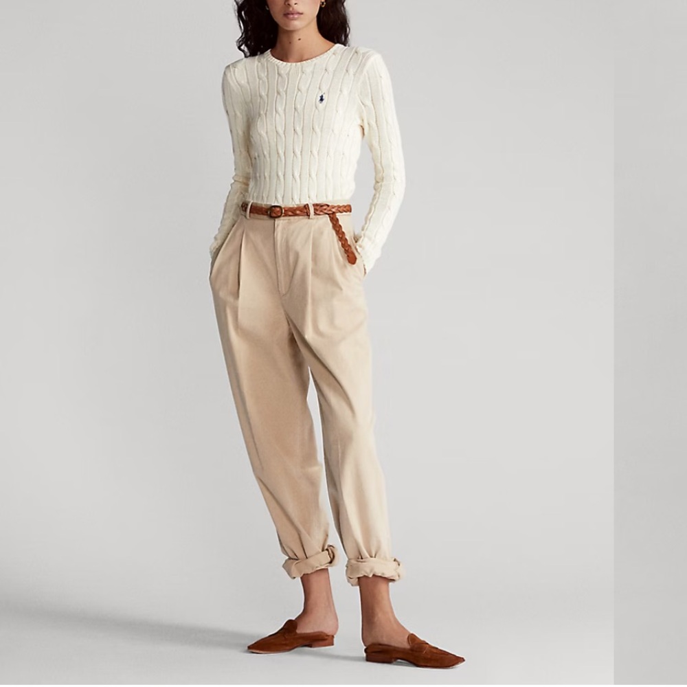 Lauren Ralph Lauren Pink Cropped Cable Knit Crew Neck Sweater made in Hong Kong - Picture 9 of 9